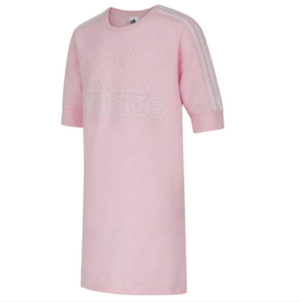 NEW! ADIDAS Girl's Cotton Short Sleeve T-shirt Dress Medium.